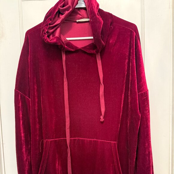 Velvet Hooded Shirt with Pockets - Picture 1 of 1